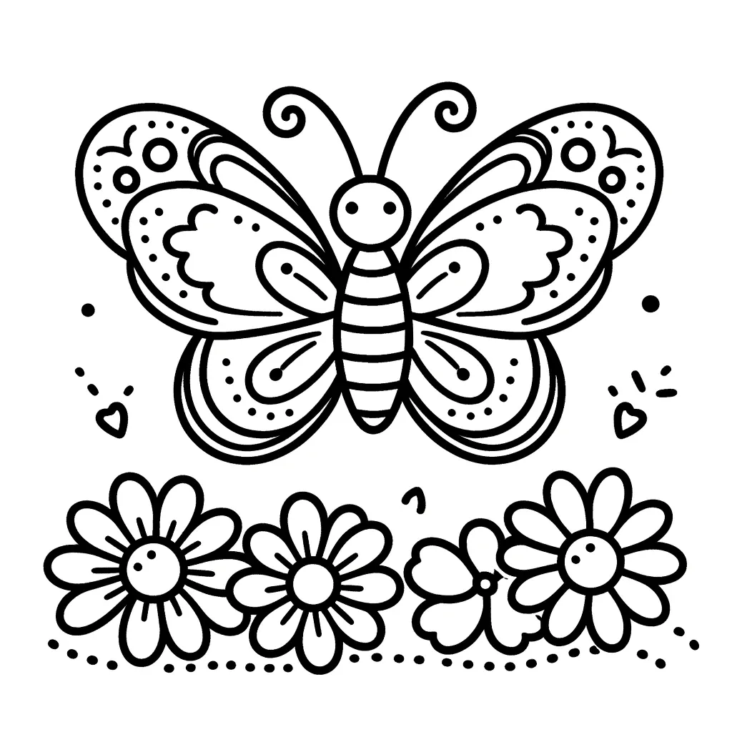 Schmetterling schwebt über blühenden Blumen