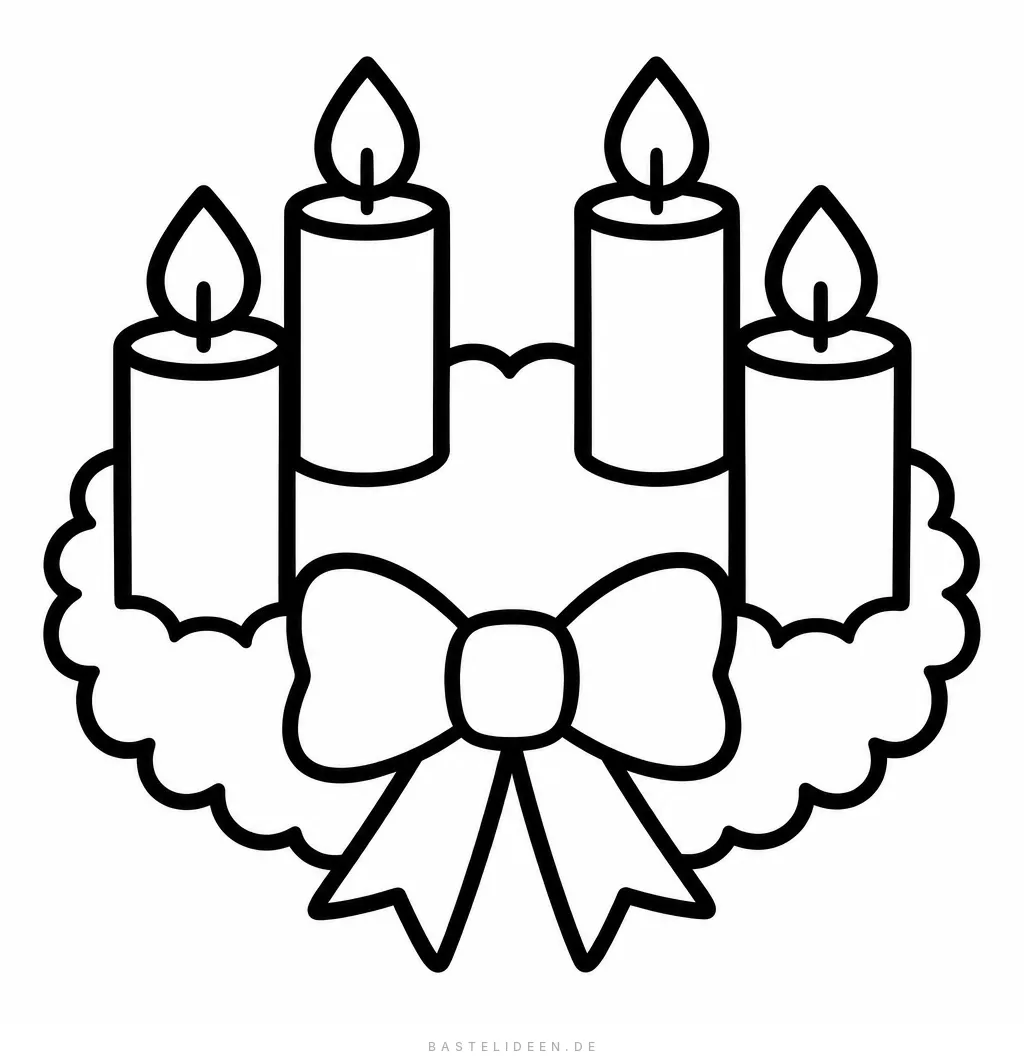 Adventskranz mit vier Kerzen und großer Schleife