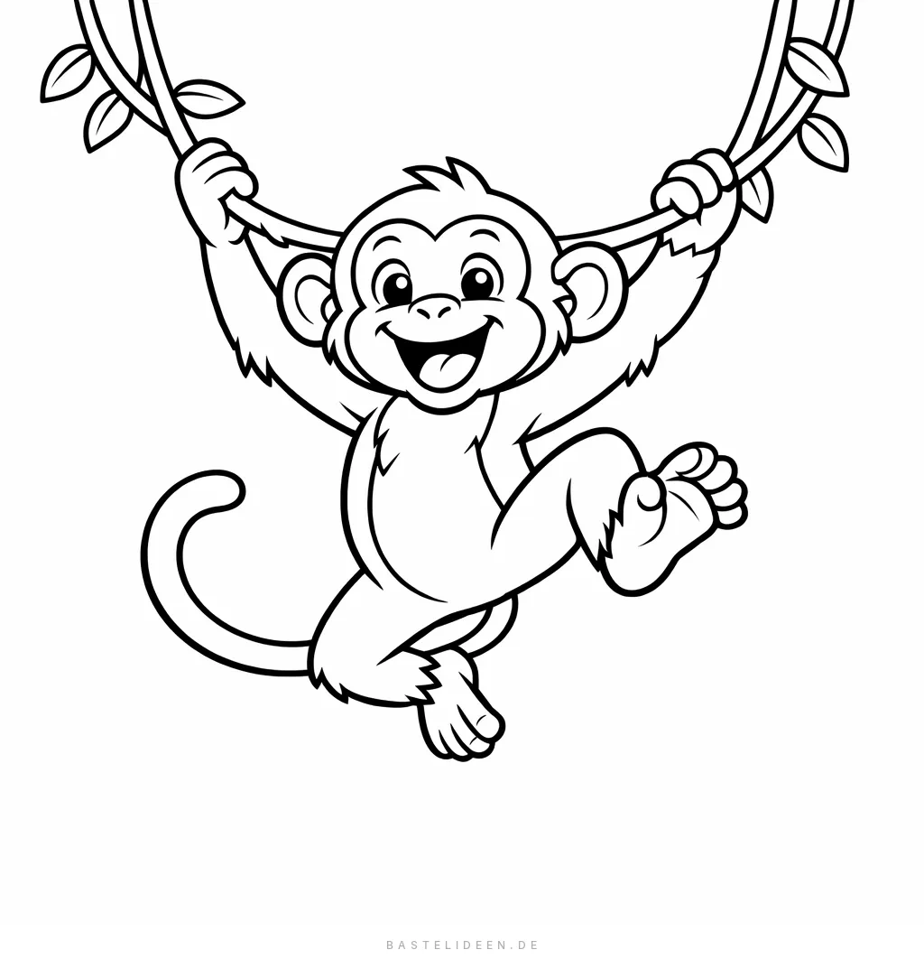 Verspielter Affe schwingt an Lianen im Dschungel