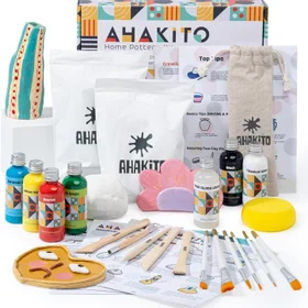 ahakito DIY Töpferset für Anfänger mit lufttrocknendem Ton