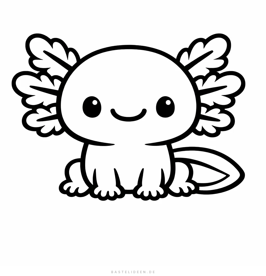 Süßer lächelnder Axolotl mit fedrigen Kiemen