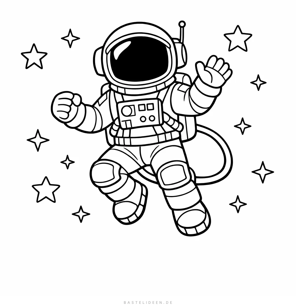 Astronaut schwebt im Weltraum zwischen Sternen