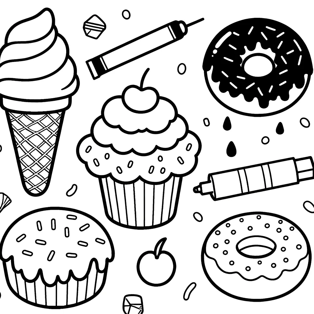 Süße Leckereien mit Eistüten und Cupcakes