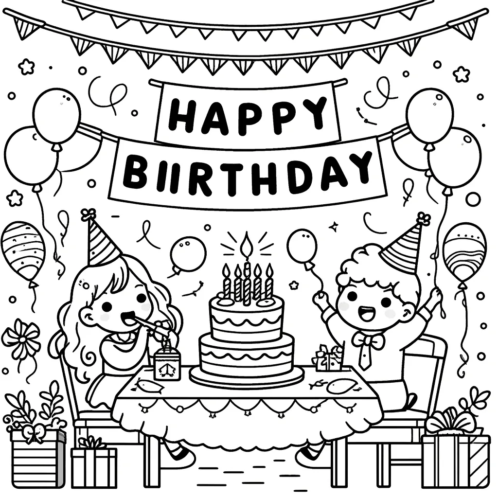 Ausmalbilder Happy Birthday