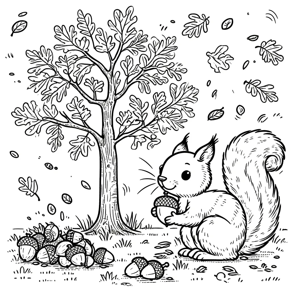 Ausmalbilder Herbst Eichhörnchen