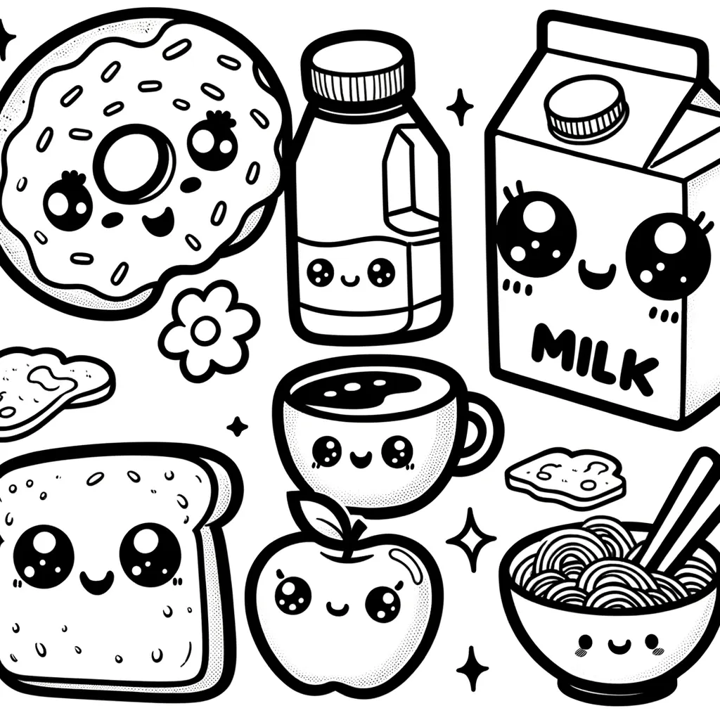 Ausmalbilder Kawaii Essen