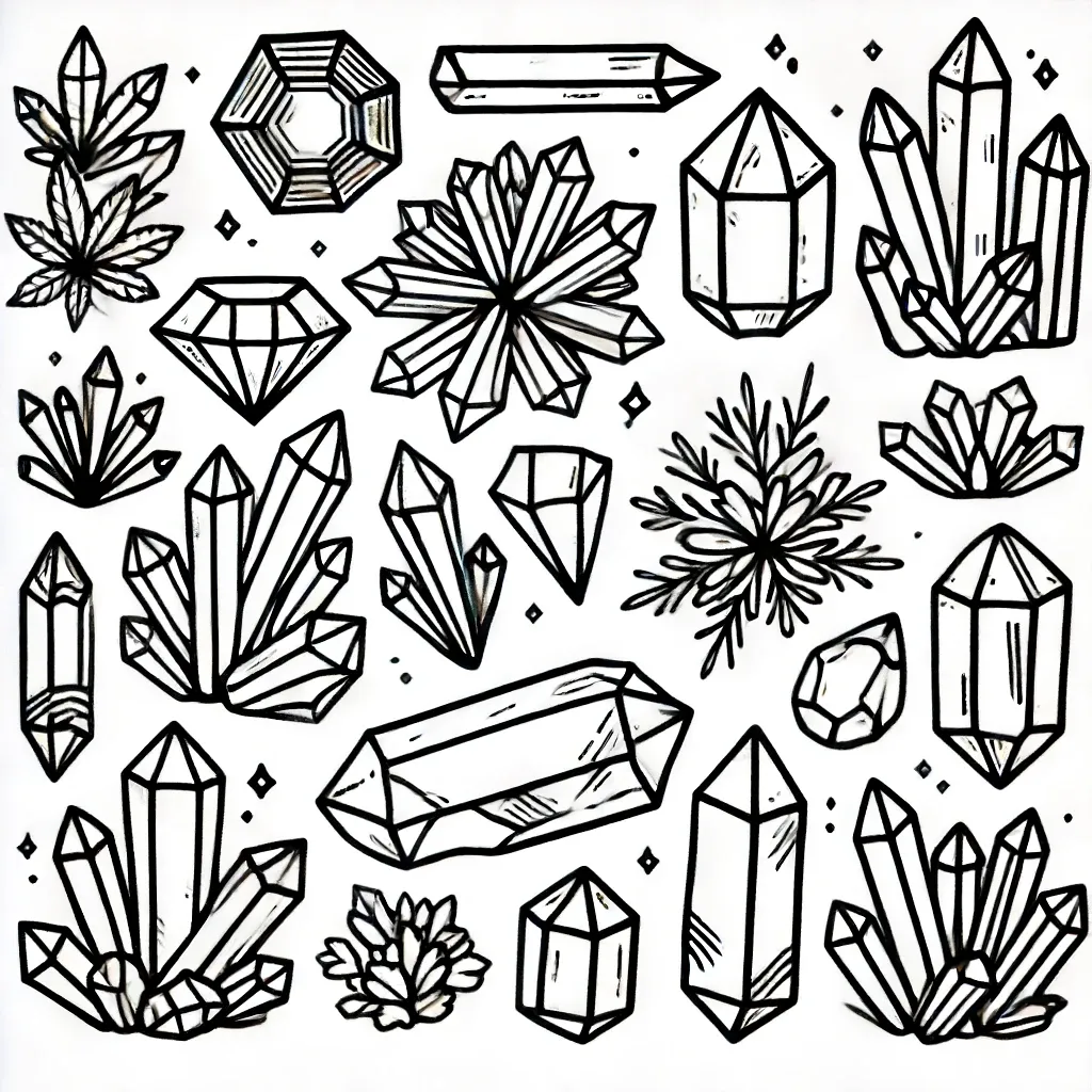 Sammlung verschiedener geometrischer Kristallformen