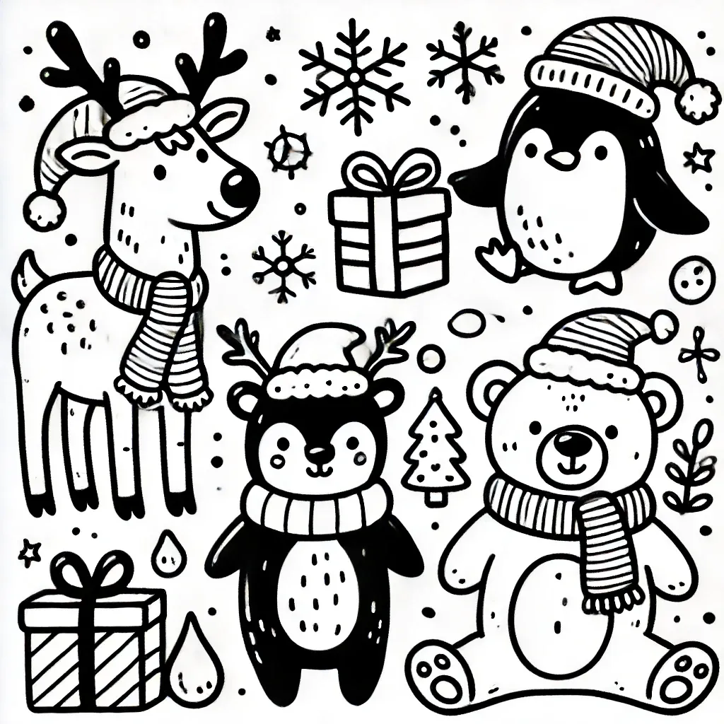 Ausmalbilder Weihnachten Tiere