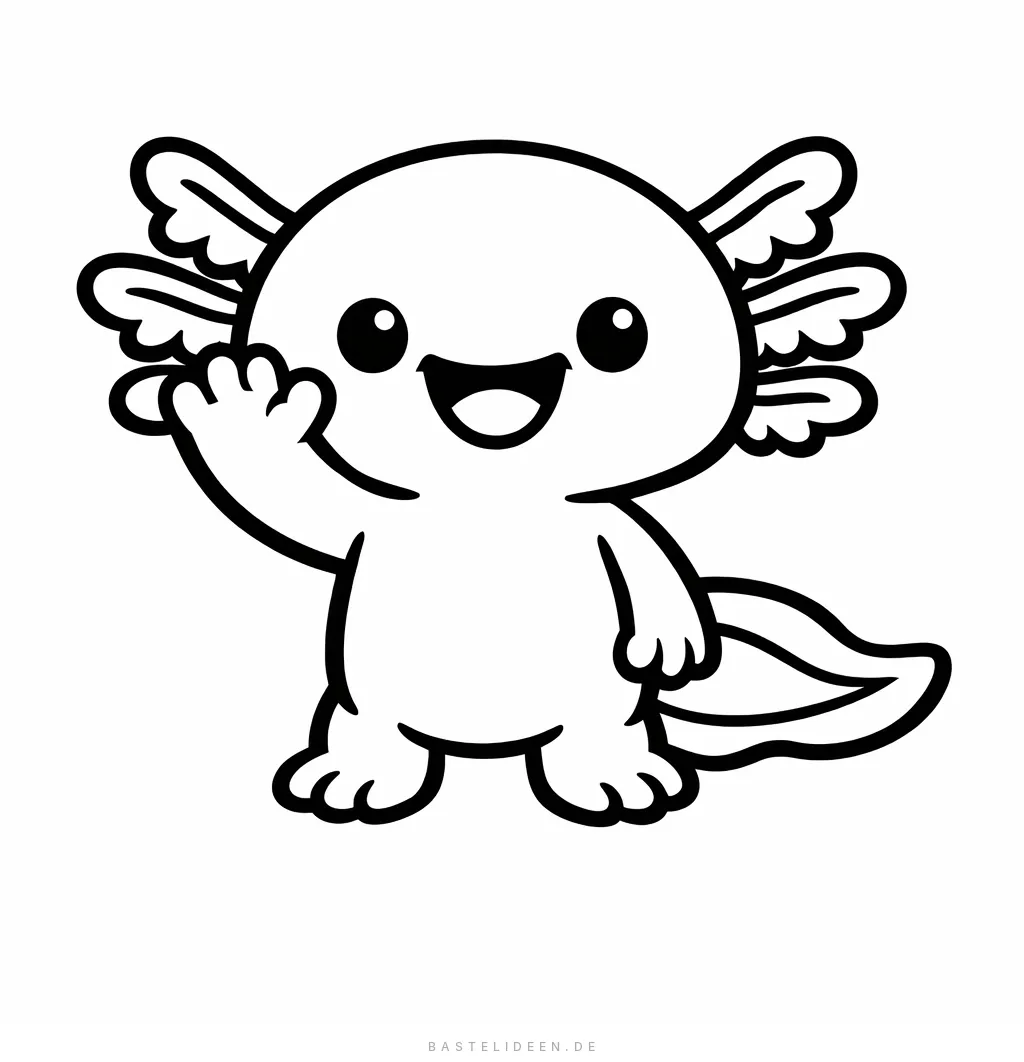 Freundlicher Axolotl winkt zur Begrüßung