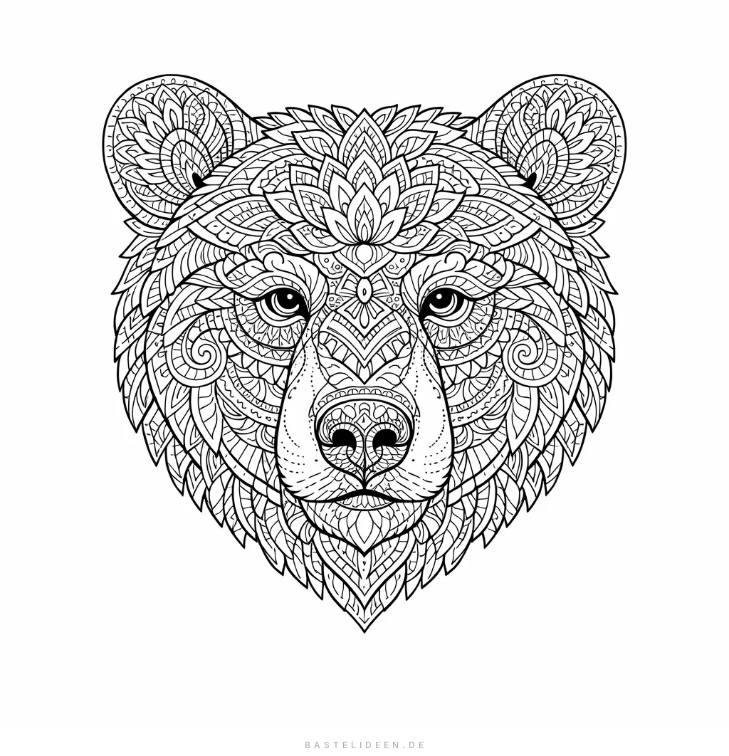 Bärengesicht mit kunstvollen Mandala-Mustern