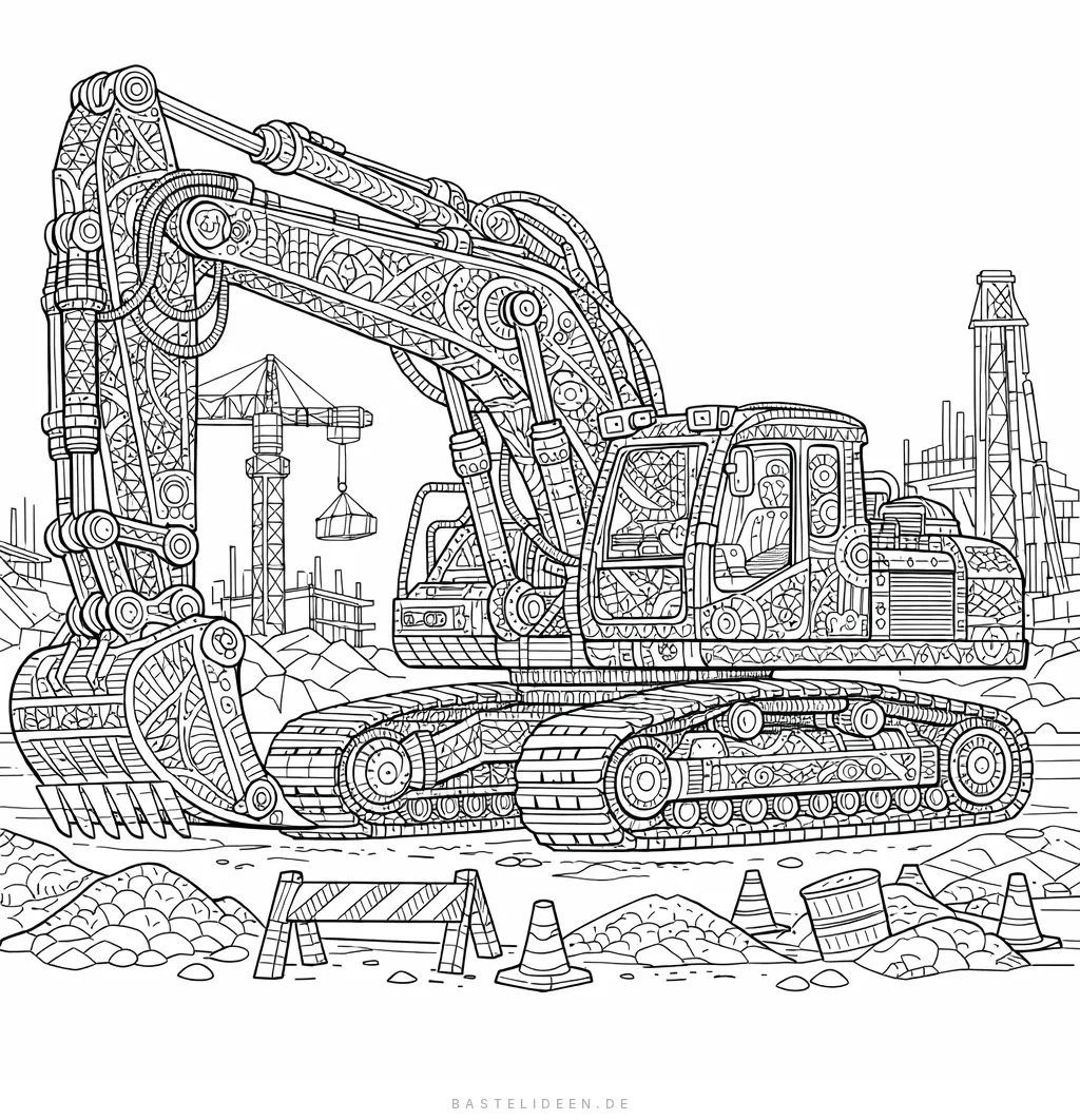 Detaillierter Bagger mit mechanischen Details