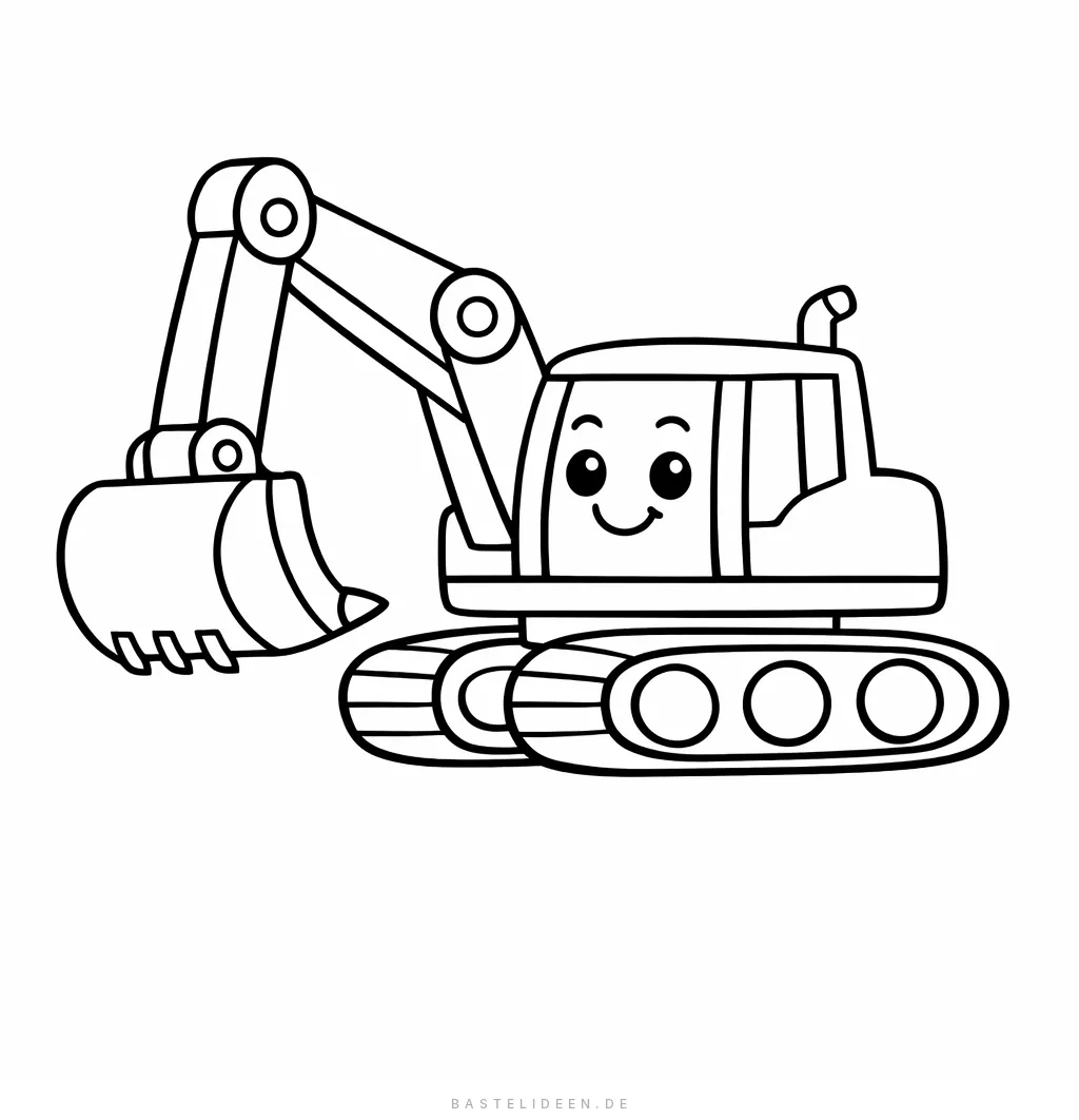 Süßer lächelnder Bagger mit großer Schaufel