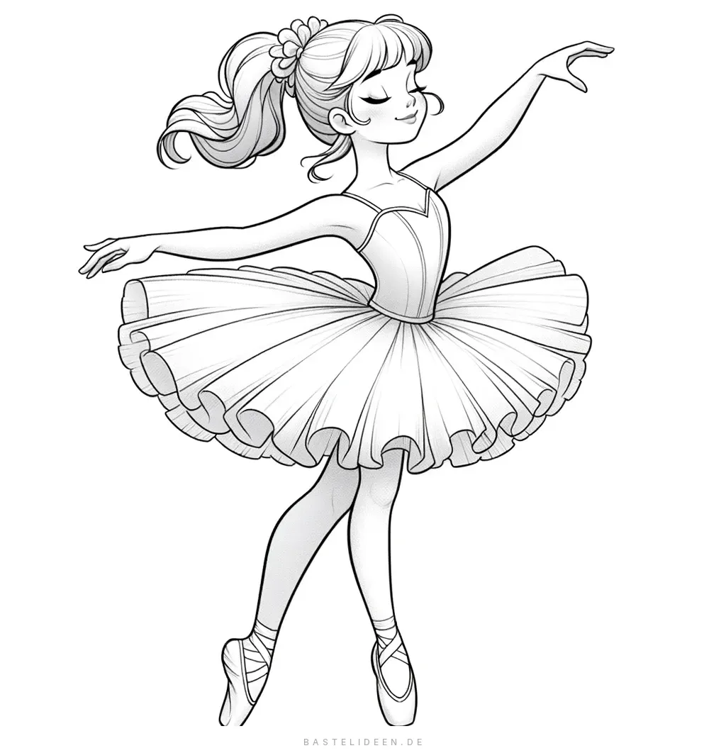 Junges Mädchen als Ballerina mit Tutu und Blume im Haar