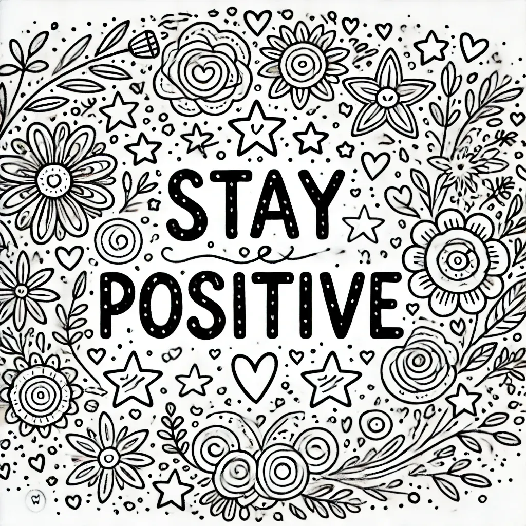 Bleib Positiv Spruch mit Blumendesigns