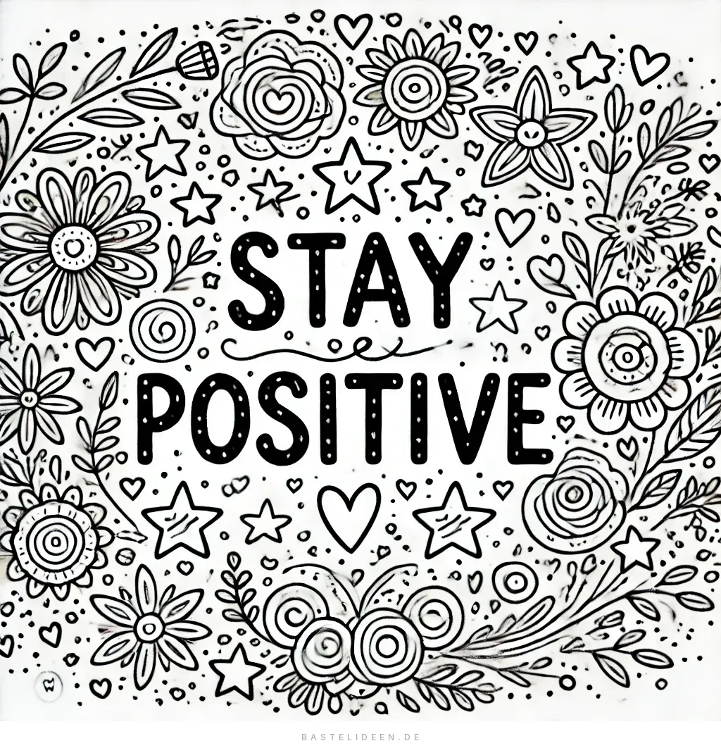Bleib Positiv Spruch mit Blumendesigns