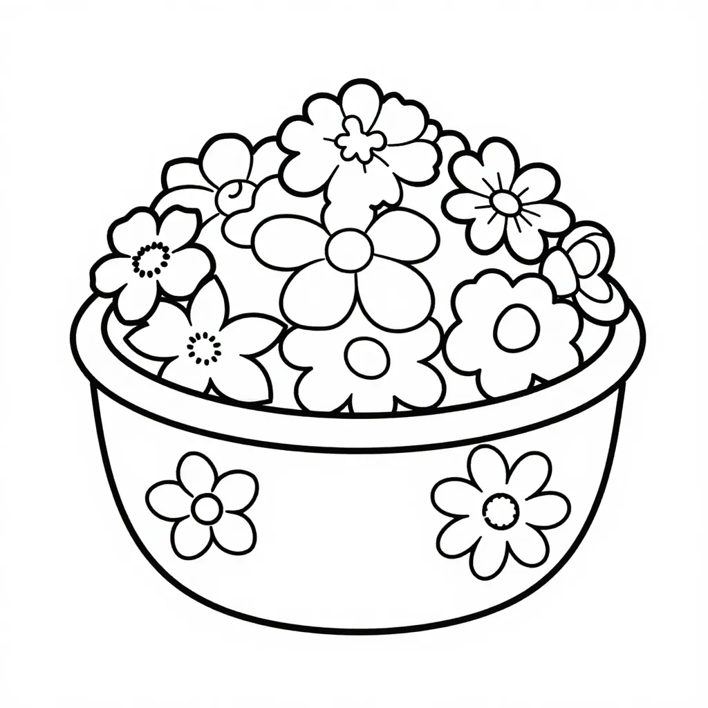 Dekorative Schüssel gefüllt mit verschiedenen Blumen