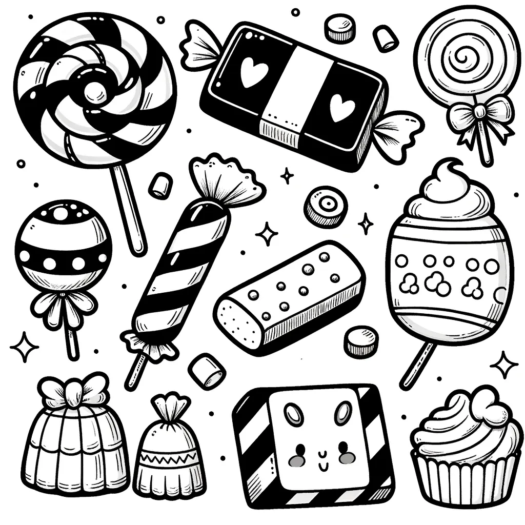 Bonbon-Wunderland mit Lutschern und Süßigkeiten