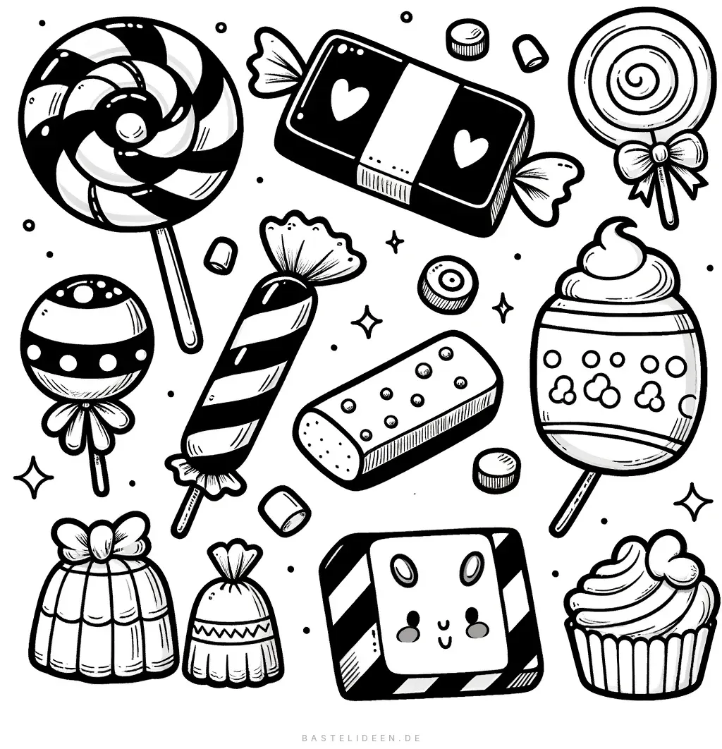 Bonbon-Wunderland mit Lutschern und Süßigkeiten