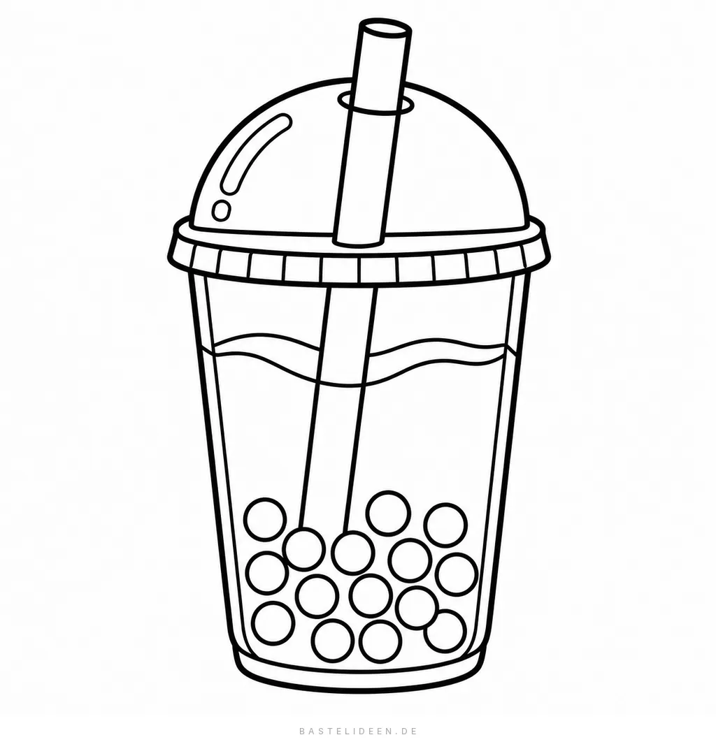 Bubble Tea Becher mit Strohhalm und Tapiokaperlen