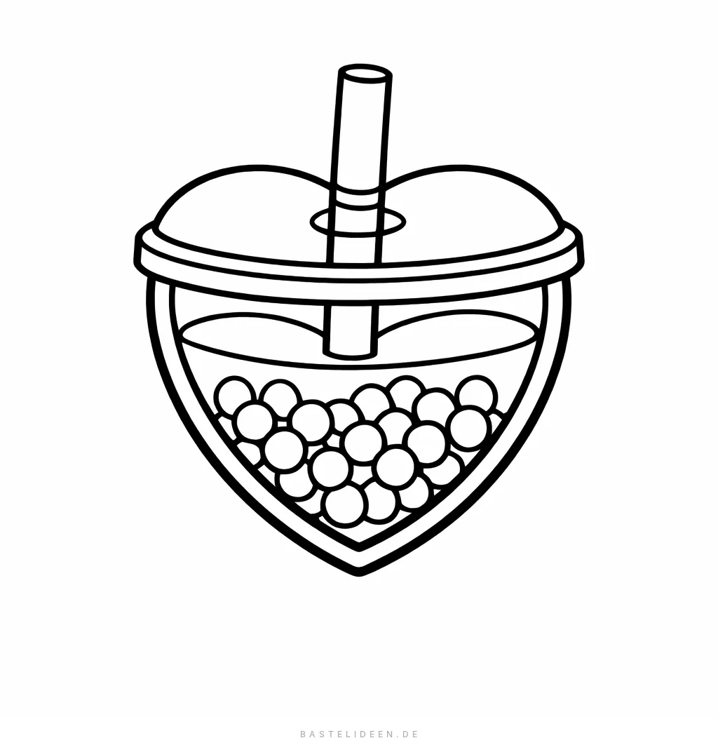 Herzförmiger Bubble-Tea-Becher mit Tapioka-Perlen