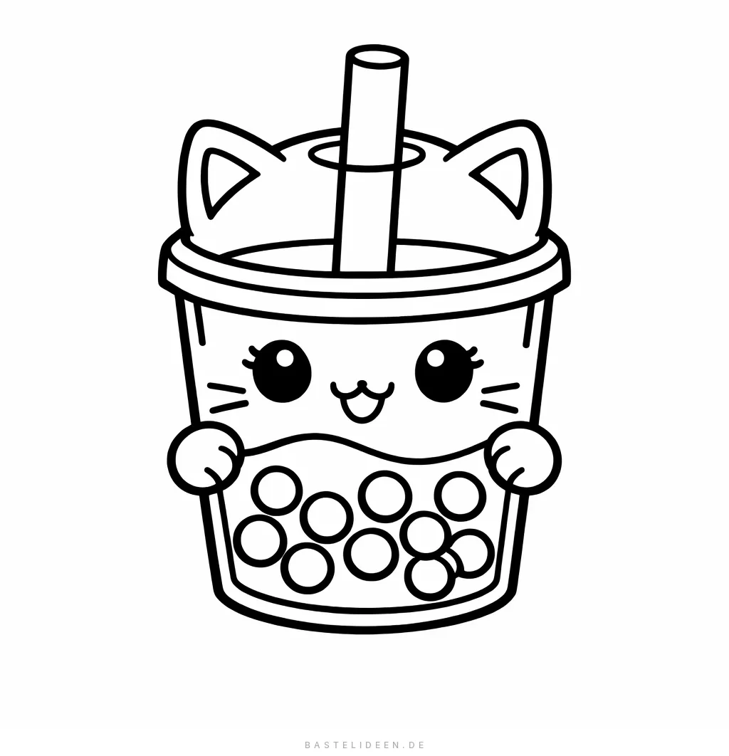 Katzenförmiger Bubble-Tea-Becher im Kawaii-Stil