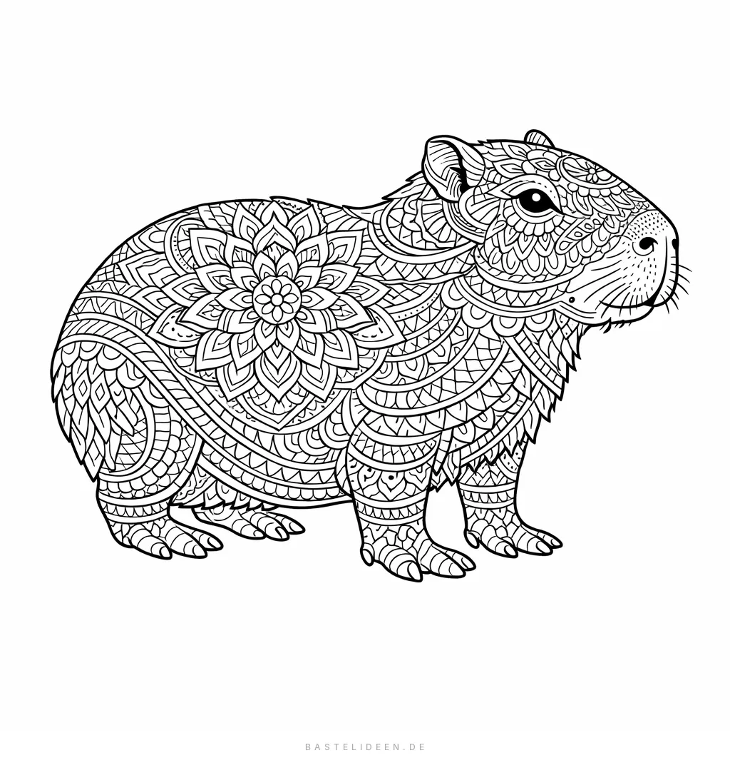 Capybara mit kunstvollen Mandala-Mustern