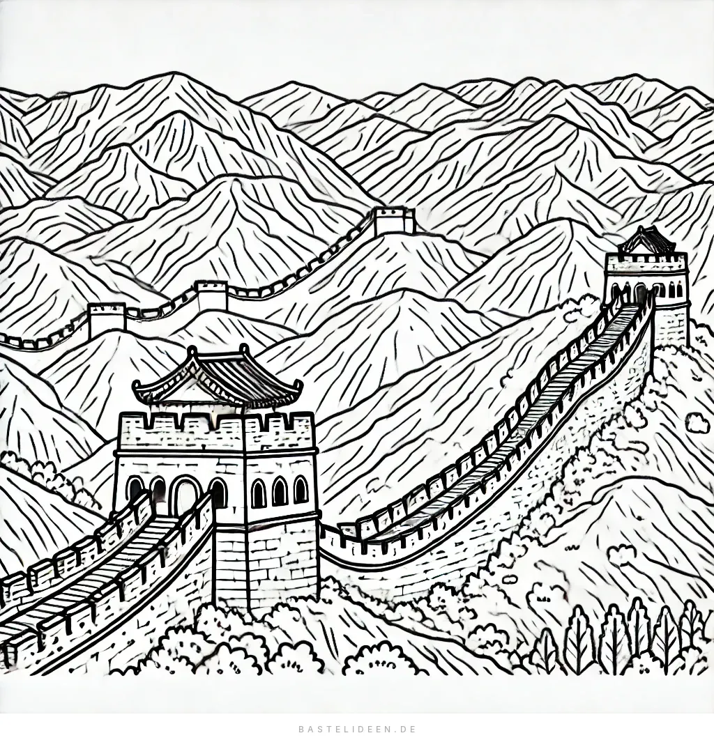 Chinesische Mauer schlängelt sich durch Berglandschaft