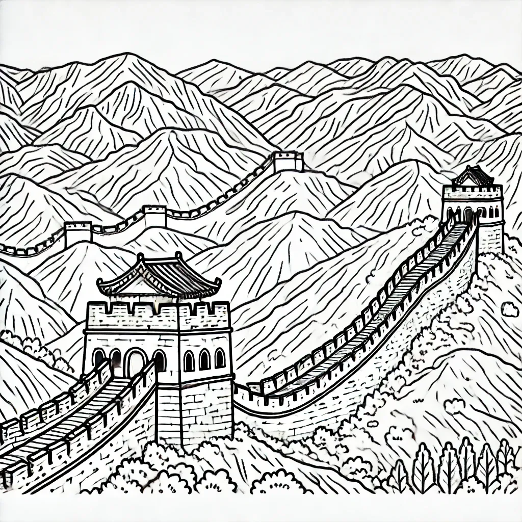 Chinesische Mauer schlängelt sich durch Berglandschaft
