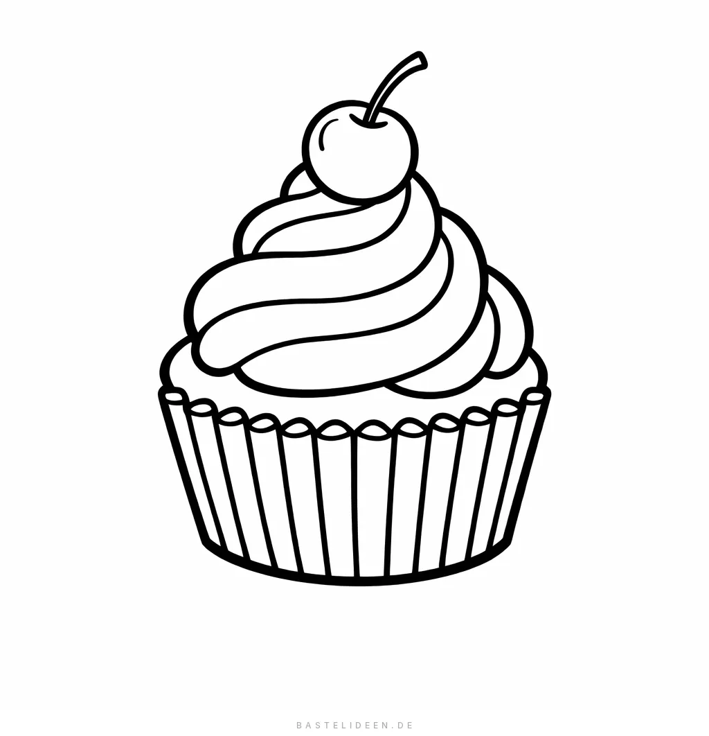 Cupcake mit Sahnehaube und Kirsche obendrauf