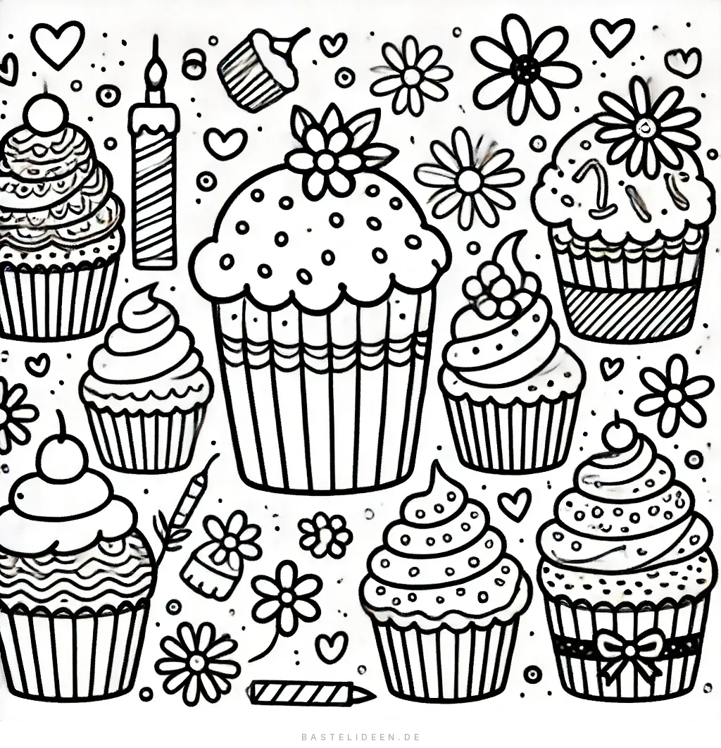 Vielfalt von wunderschön dekorierten Cupcakes