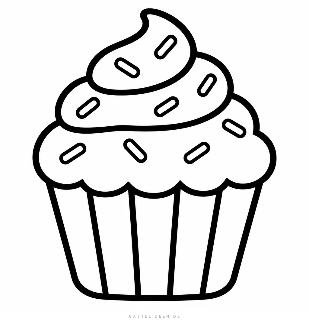 Großer Cupcake mit Zuckerguss-Wirbeln und Streuseln