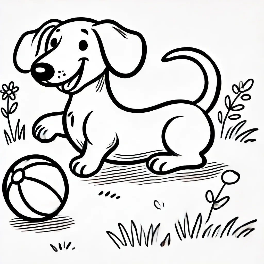 Verspielter Dackel mit Ball im Freien