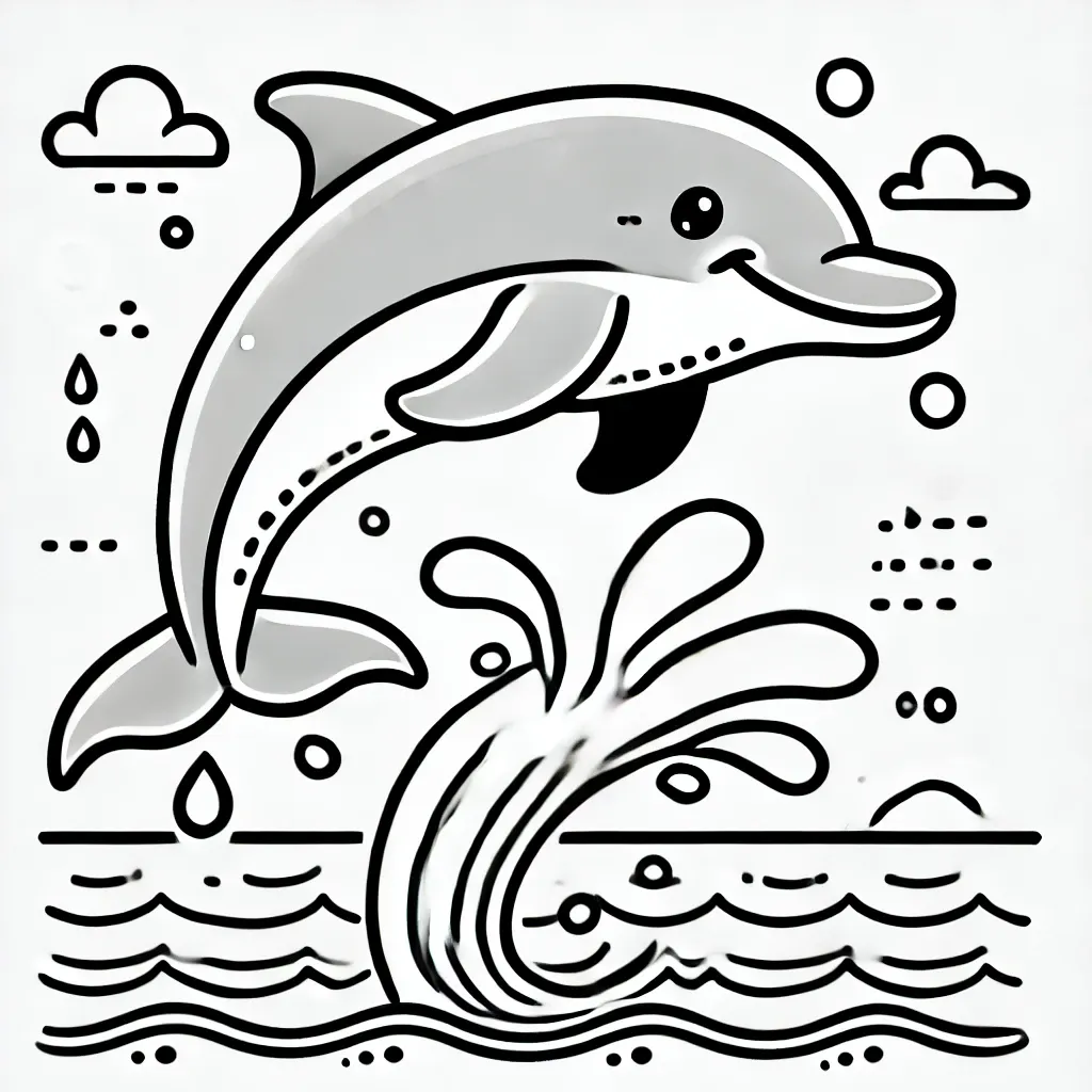 Fröhlicher Delfin springt aus dem Wasser