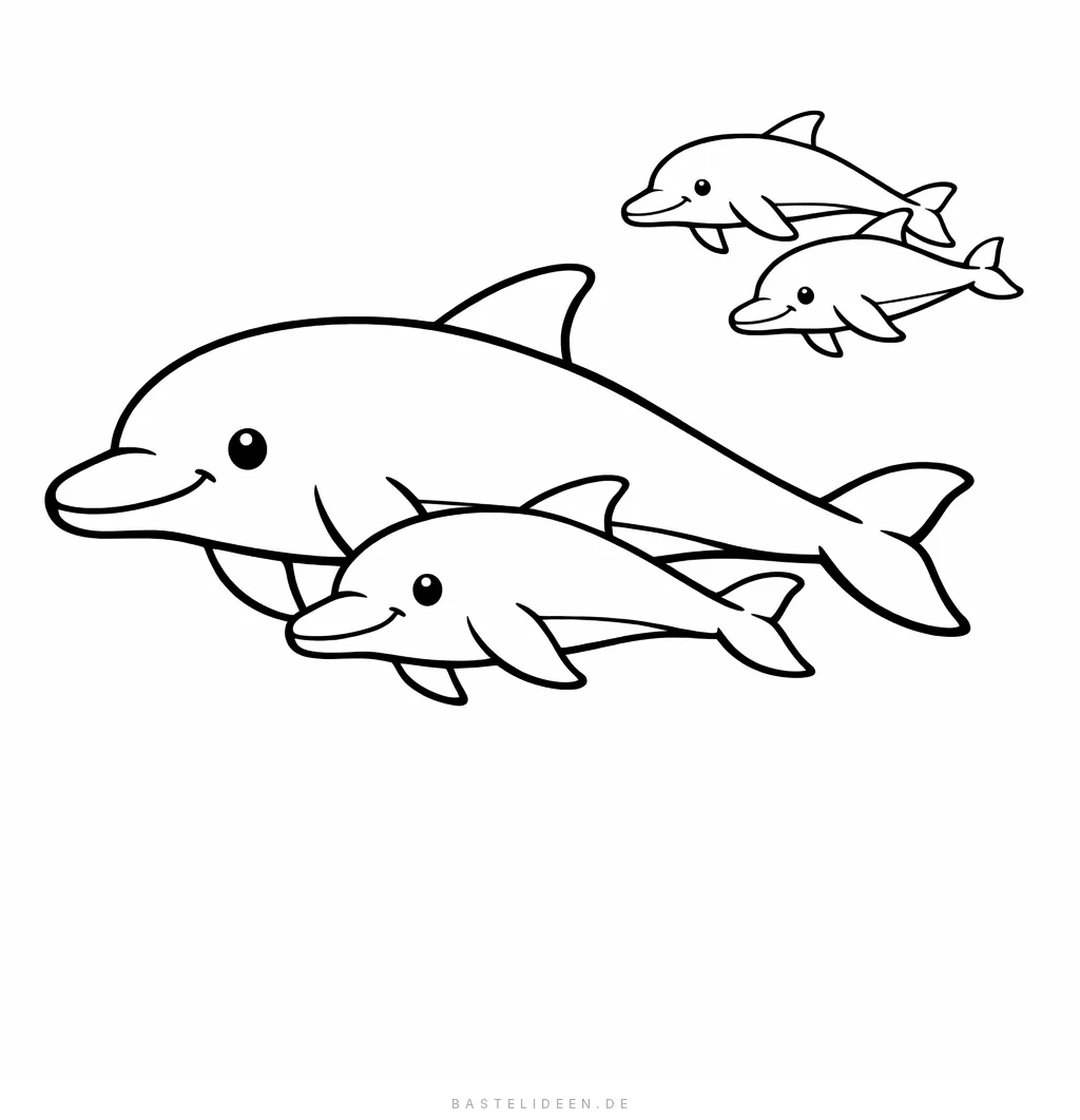 Delfinfamilie schwimmt gemeinsam im Ozean