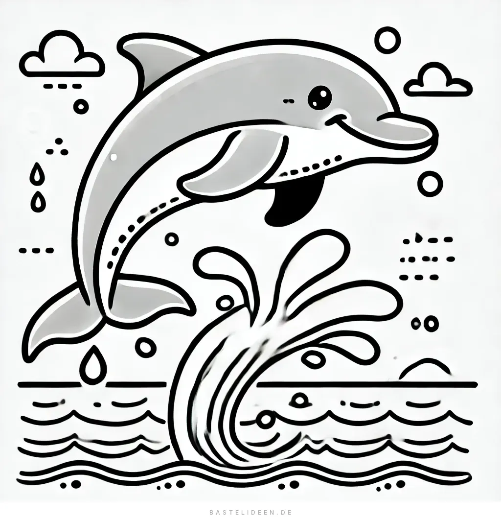 Fröhlicher Delfin springt aus dem Wasser