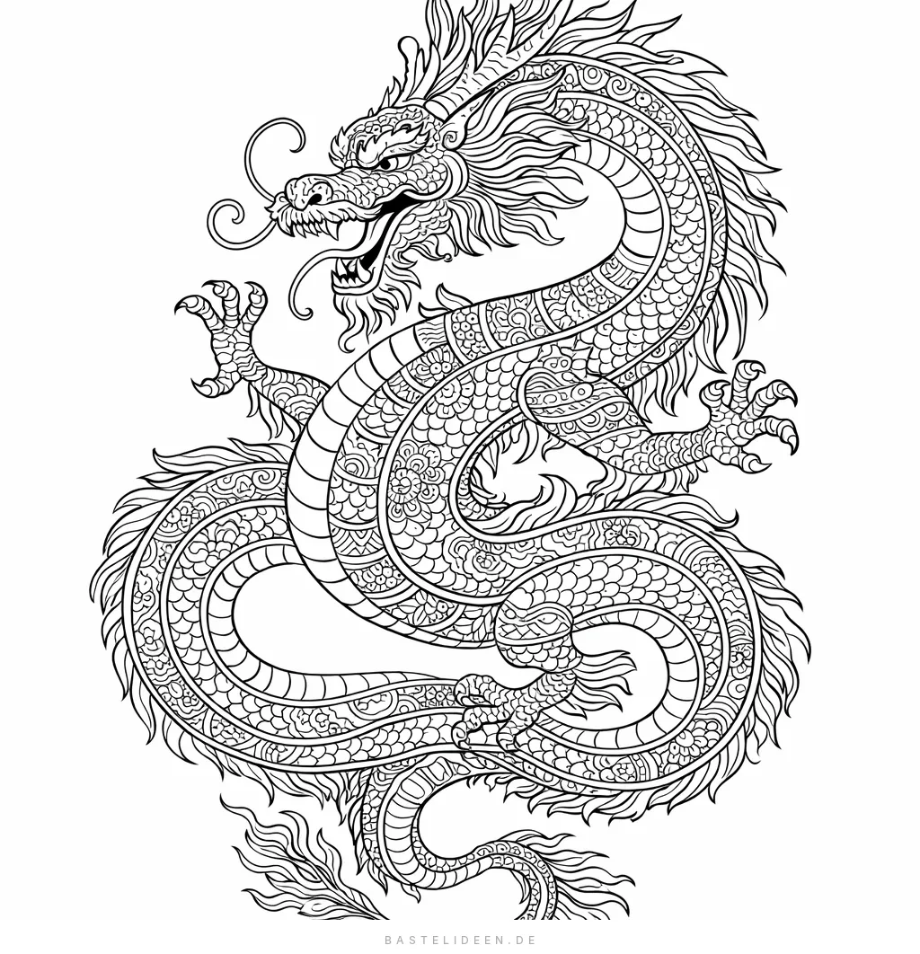 Traditioneller chinesischer Drache mit ornamentalen Verzierungen