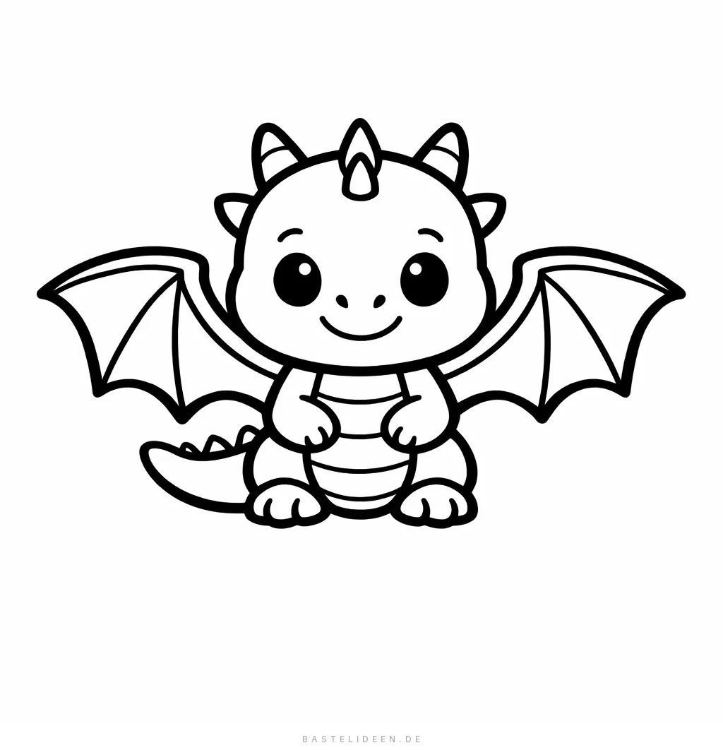 Kleiner süßer Drache mit großen ausgebreiteten Flügeln