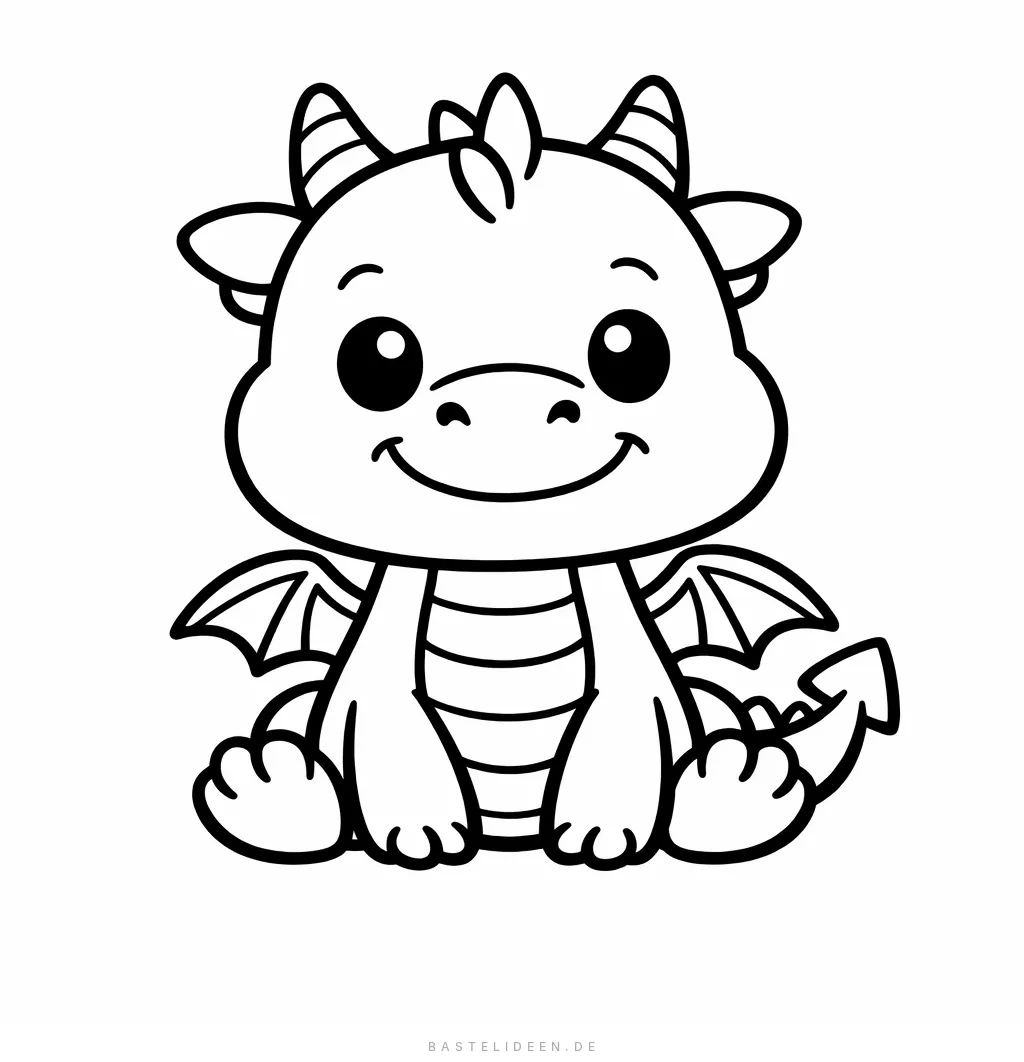 Niedlicher Drache mit großem freundlichem Kopf und einfachen Formen