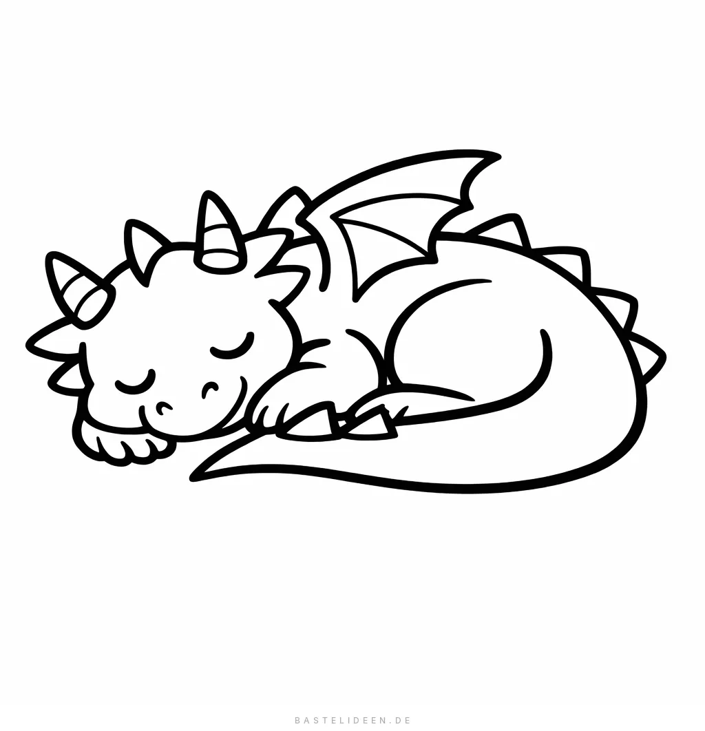 Zusammengerollter schlafender Drache in gemütlicher Position