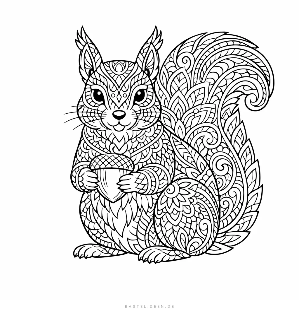 Kunstvolles Eichhörnchen mit Zentangle-Mustern und dekorativen Ornamenten