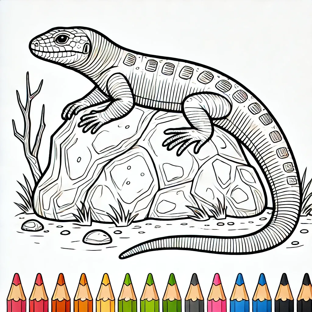 Eidechse sonnt sich auf Felsen