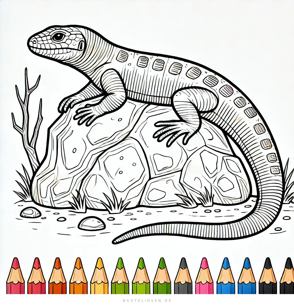 Eidechse sonnt sich auf Felsen