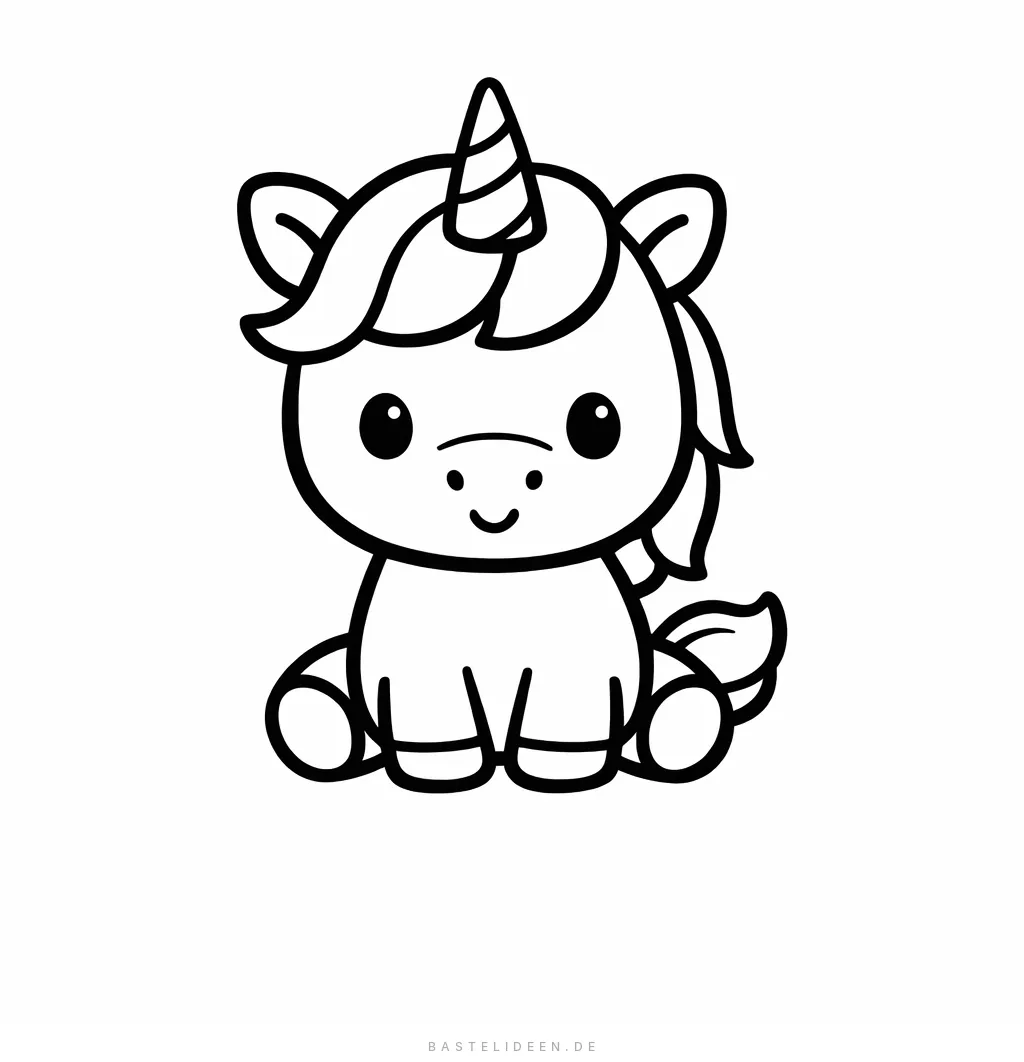 Süßes Baby-Einhorn sitzt niedlich da