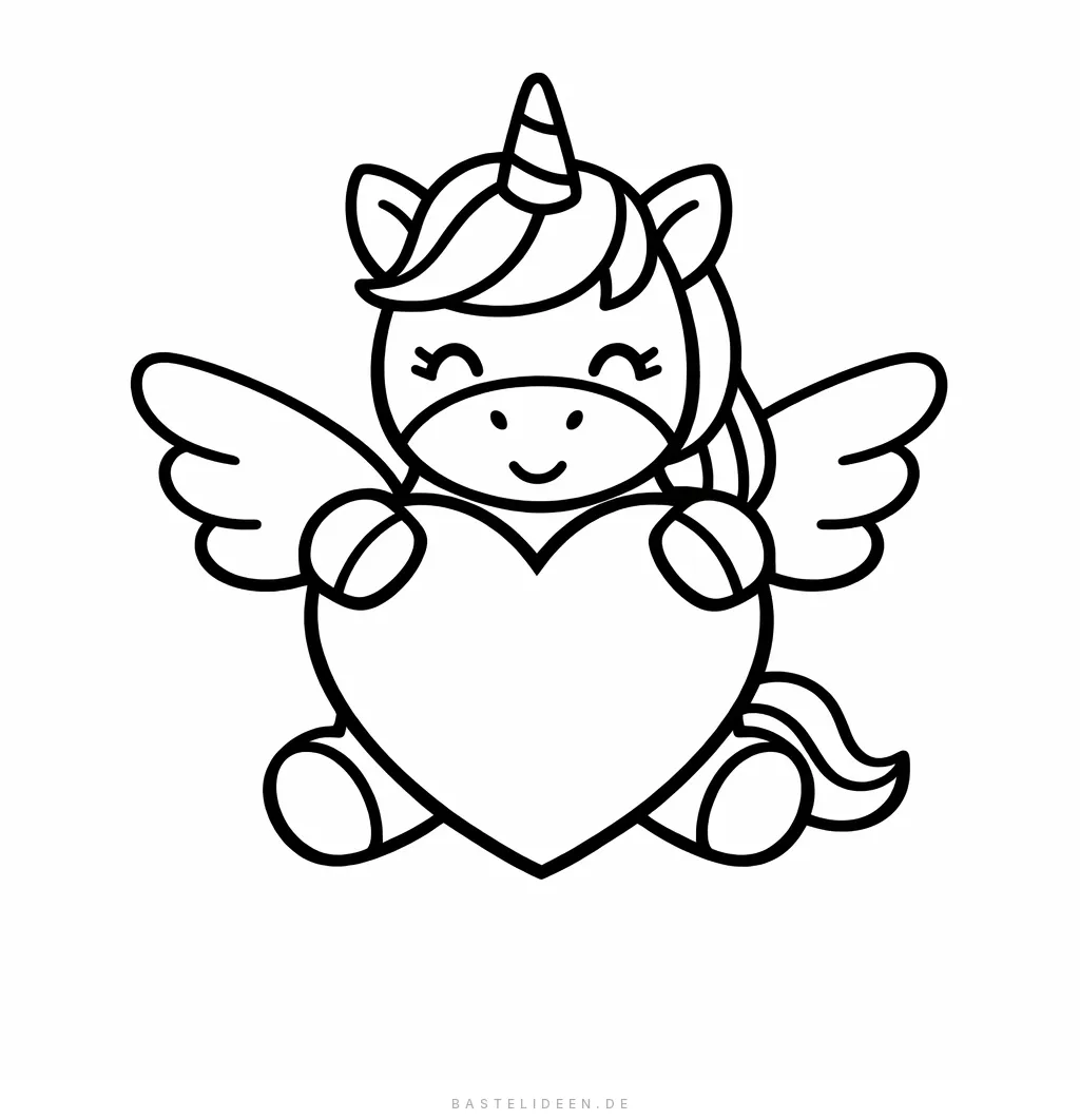 Geflügeltes Einhorn mit großem Herz