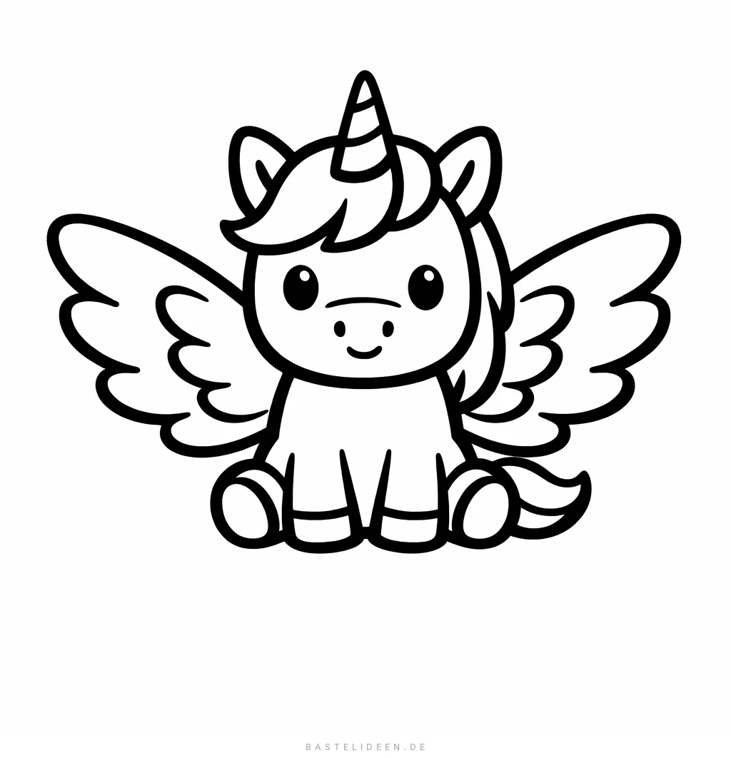 Niedliches Einhorn mit großen ausgebreiteten Flügeln