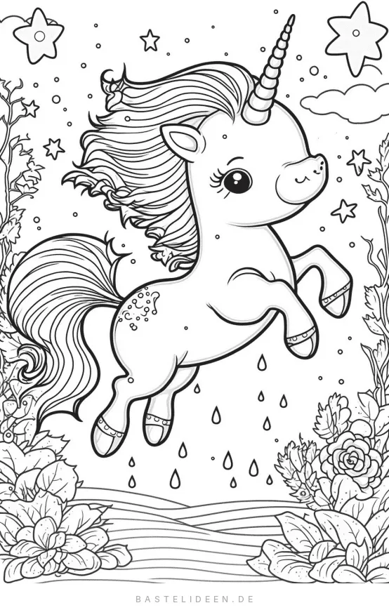 Springendes Einhorn unter Sternen