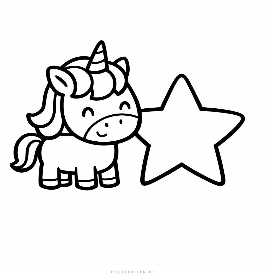 Niedliches Einhorn neben großem Stern