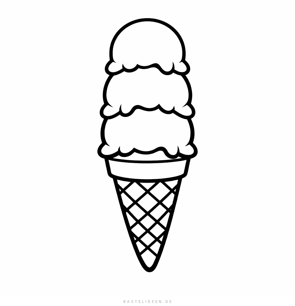 Eistüte mit drei gestapelten Eiskugeln