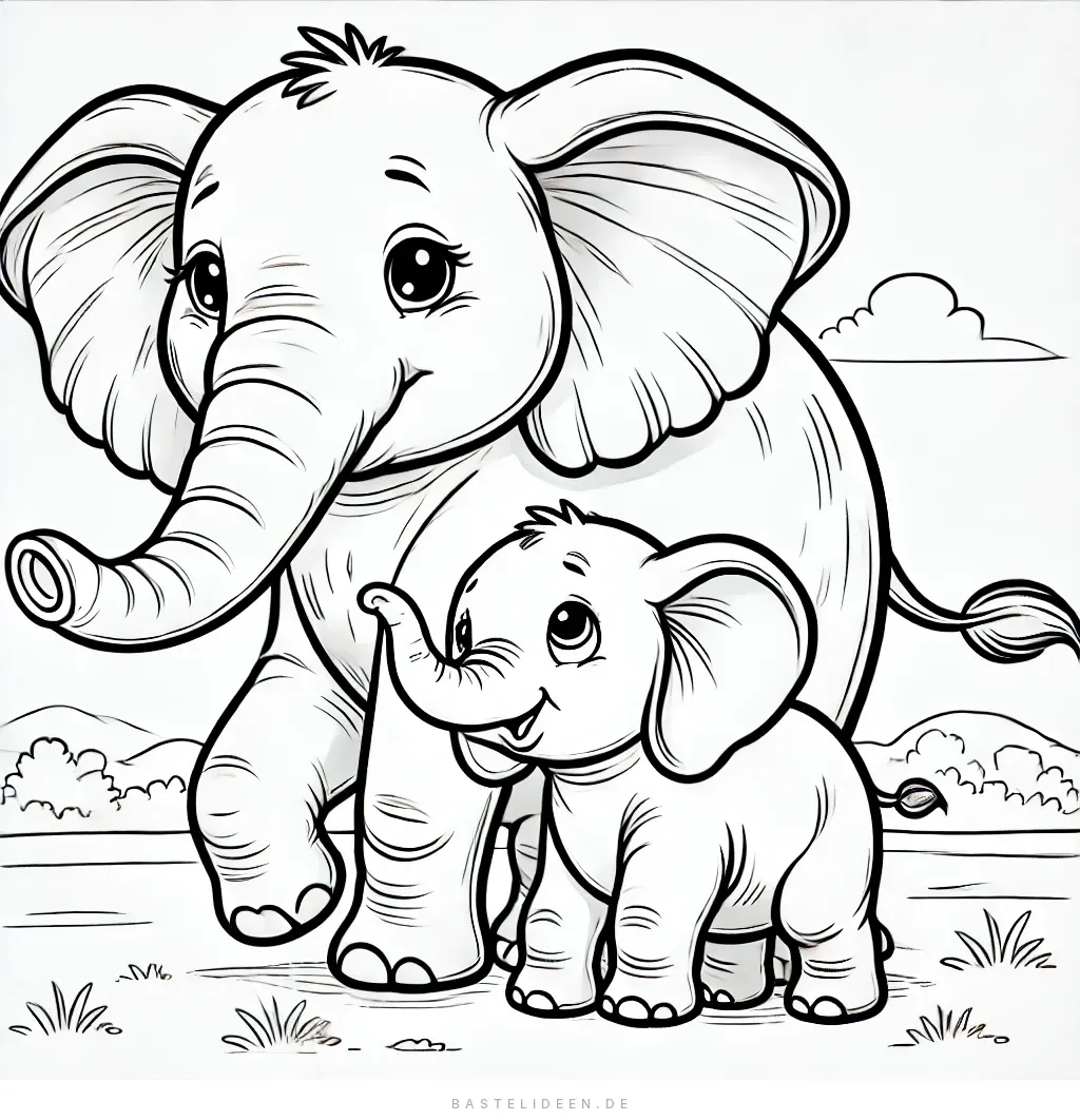 Elefantenmama läuft neben ihrem Baby