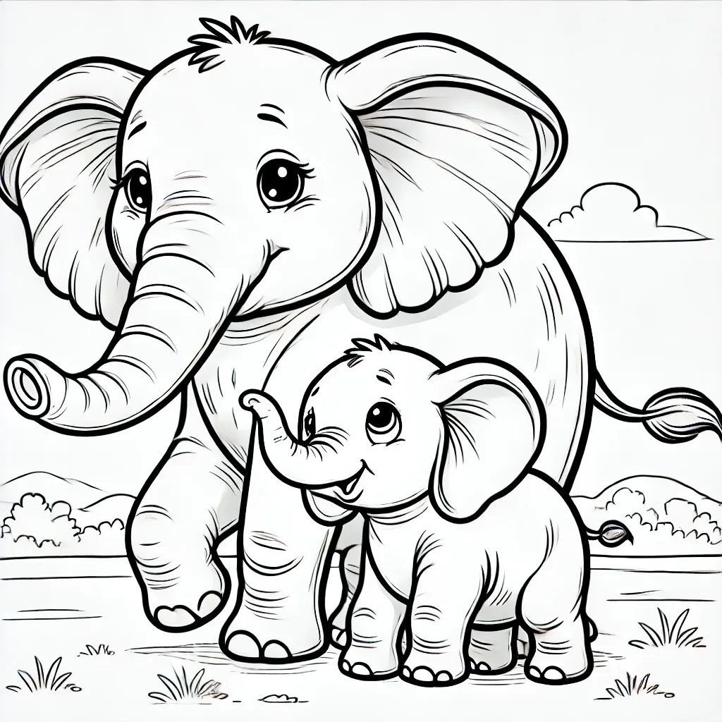 Elefantenmama läuft neben ihrem Baby